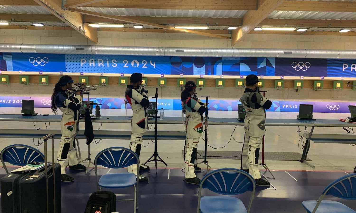 Indias 10m Air Rifle Mixed Team shooters training at Chateauroux