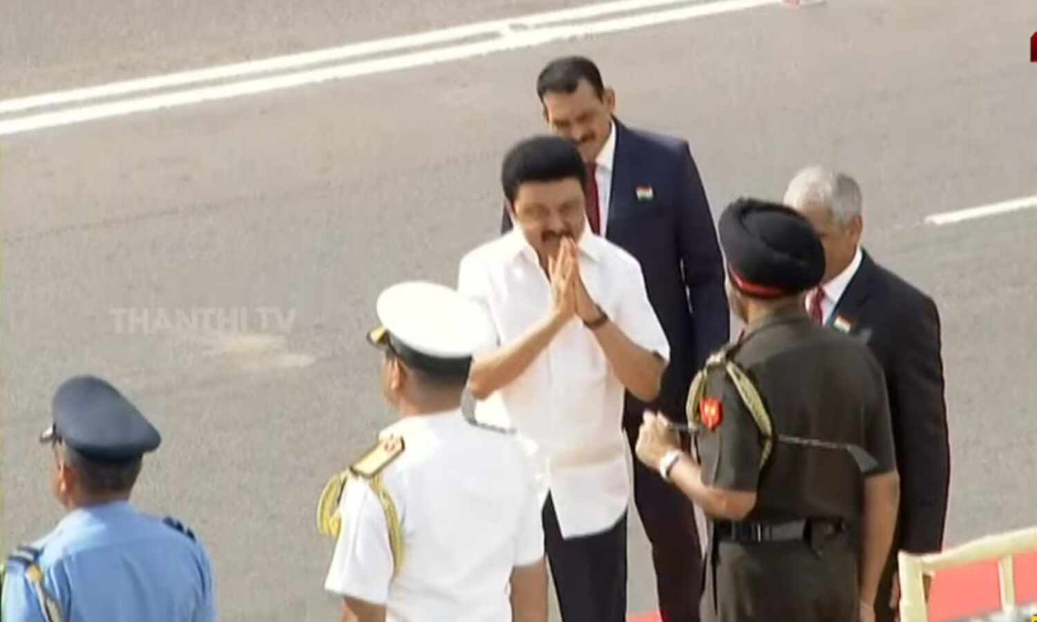 The Chief Minister is welcomed by the Head of... ... I-Day 2024: CM Stalin hoists the National Flag, confers awards