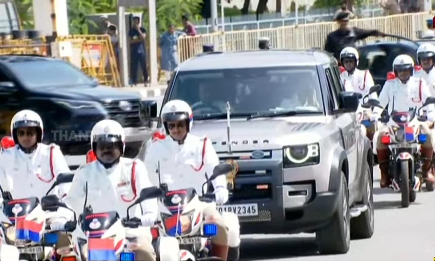 CM Stalins convoy departs the venue, conveying... ... I-Day 2024: CM Stalin hoists the National Flag, confers awards